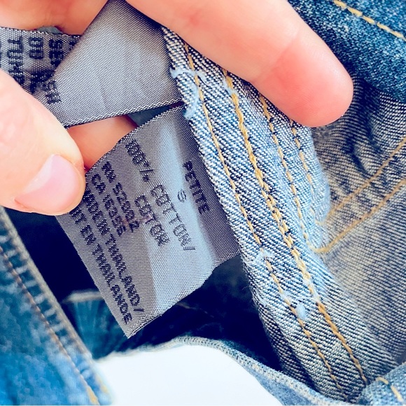 VINTAGE LIZWEAR Denim Coat w/ Leather &‎ Wood Toggles - Picture 7 of 7